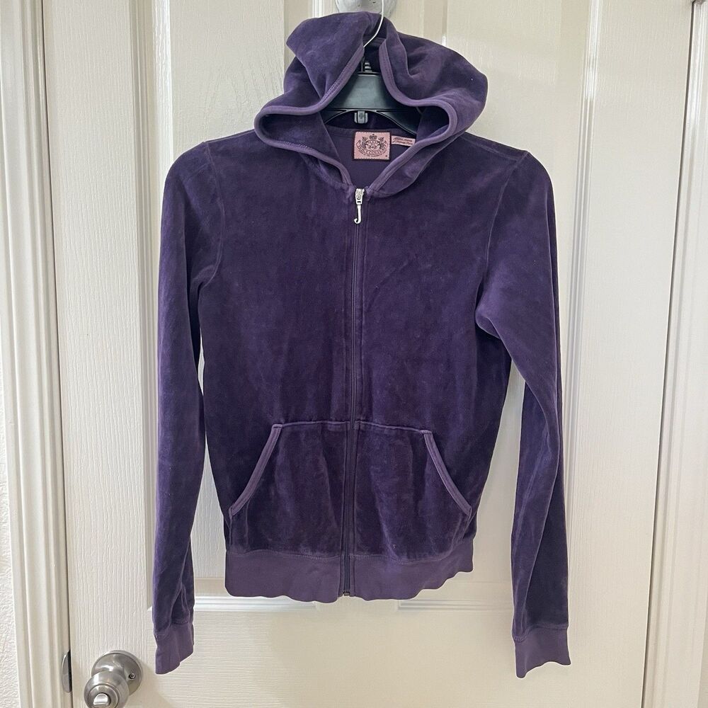 Juicy Couture Zip Up Hoodie Tracksuit Jacket Purple Velour Y2K Size Medium